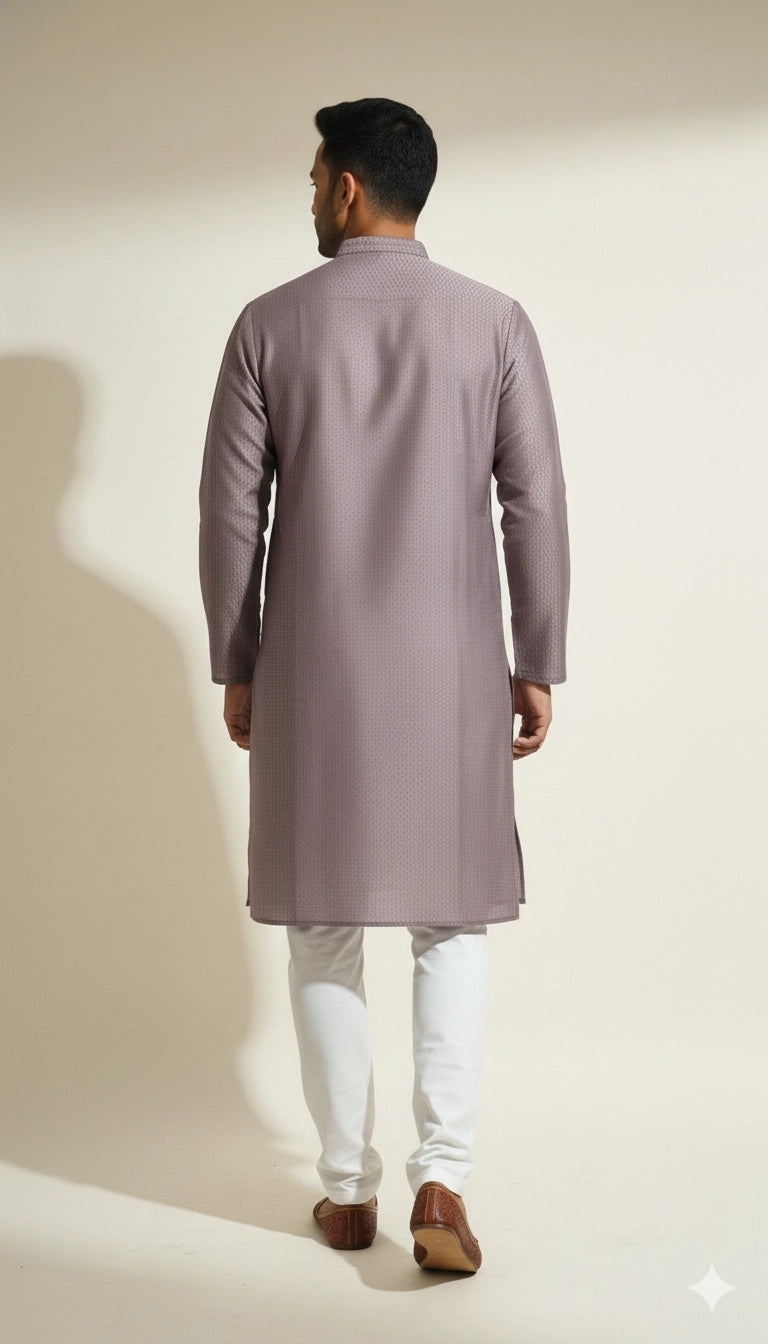 Mauve Cotton Kurta for Men (Mandarin Collar) | Dresswala NX