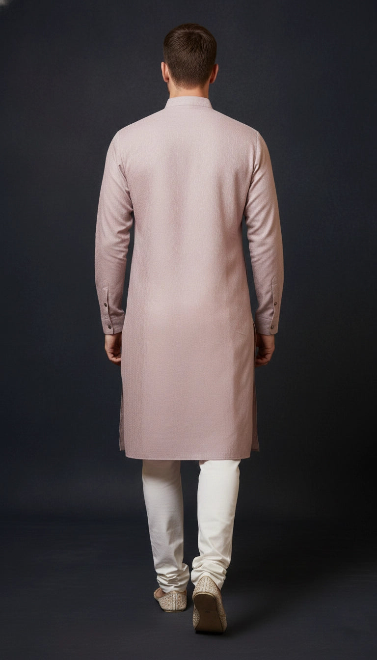 Dusty Pink Cotton Kurta for Men (Mandarin Collar) | Dresswala NX