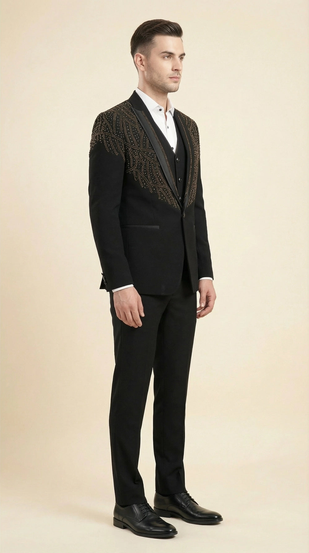 Black & Gold Embroidered Suit for Men | Dresswala NX