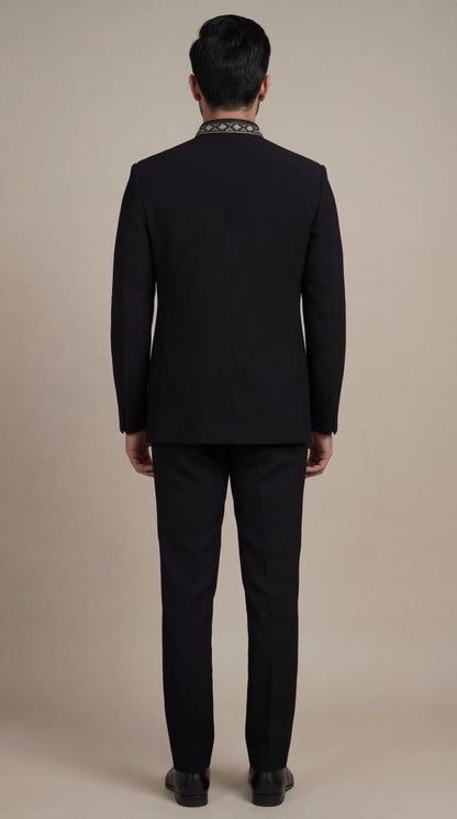 Black Embellished Bandhgala Suit for Men | Dresswala NX