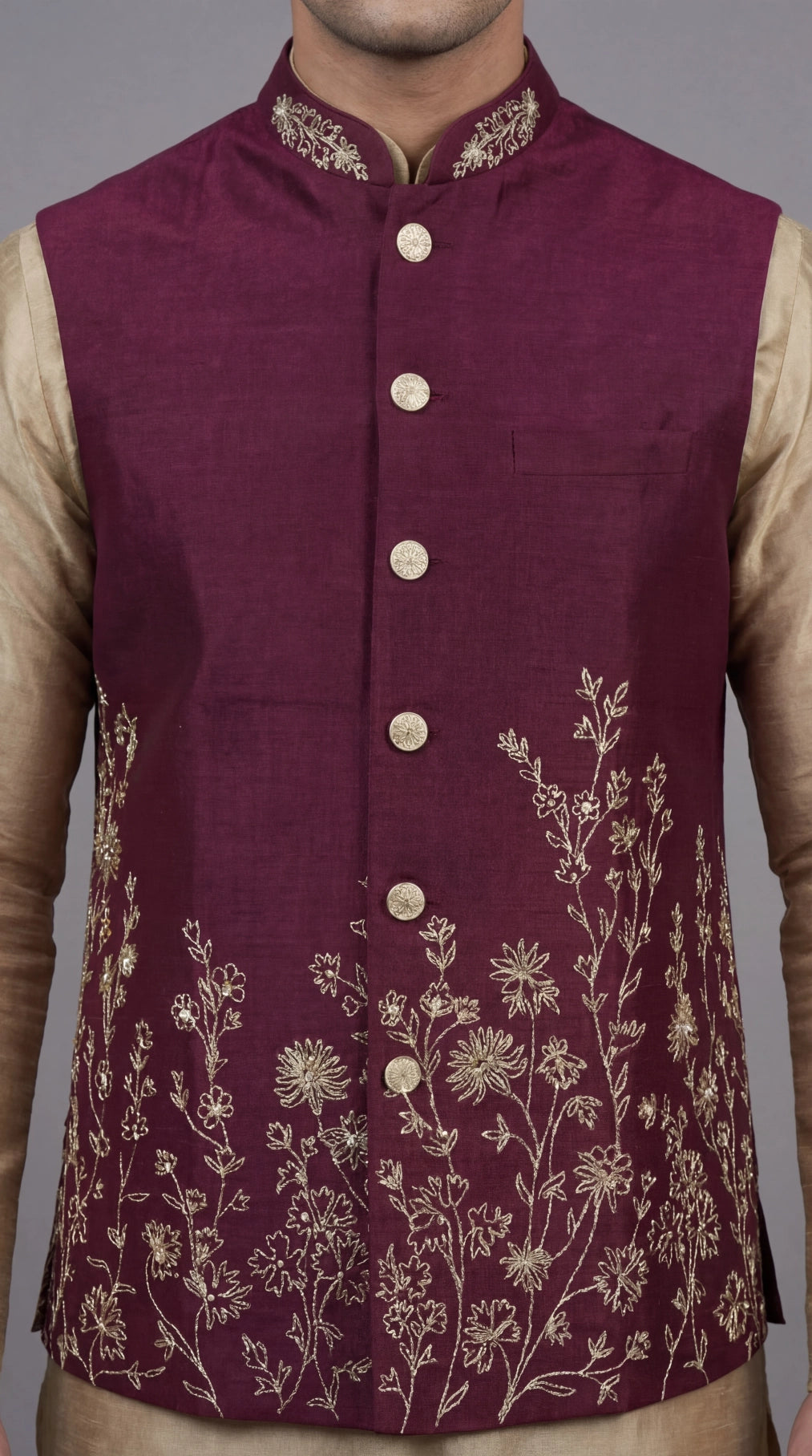 Maroon Embroidered Festive Waistcoat for Men | Dresswala NX