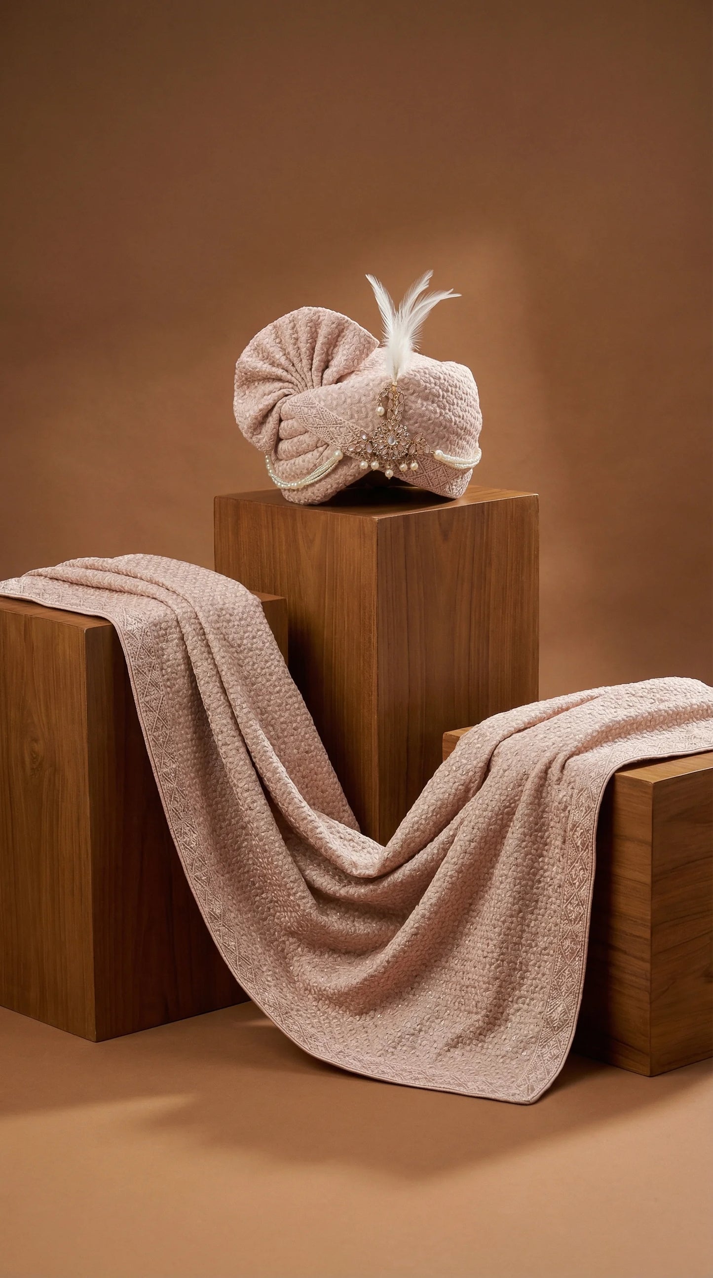 Rose Taupe Groom Safa for Men | Minimal Royal Wedding Pagdi – Dresswala NX