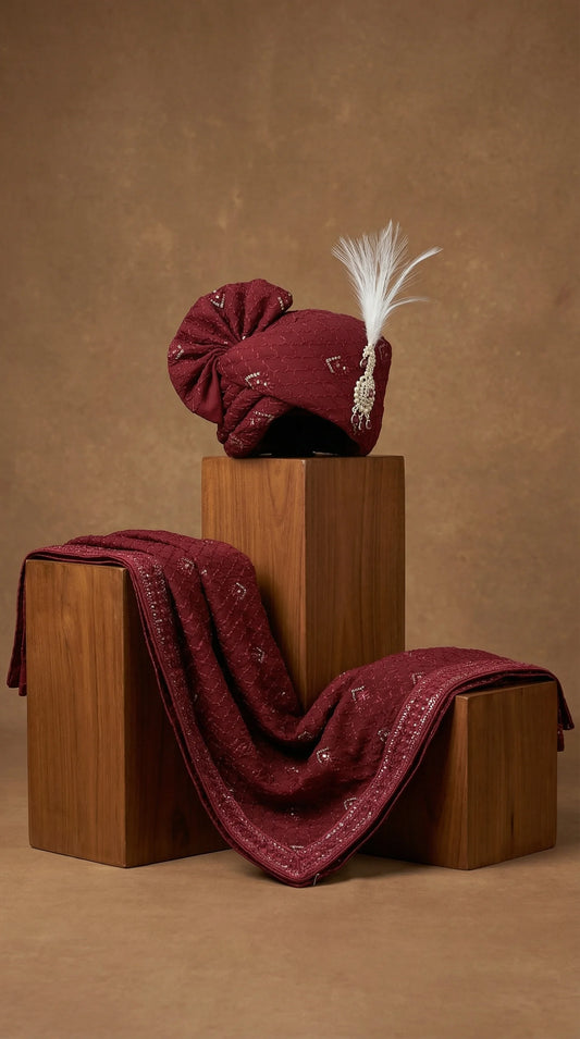 Maroon Groom Safa for Men | Royal Wedding Pagdi – Dresswala NX