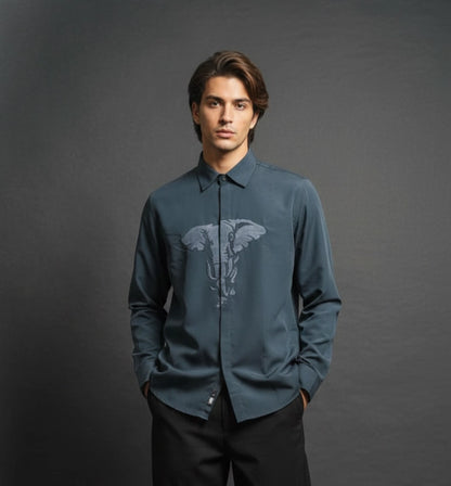 Grey Club-Wear Shirt for Men (Statement Print) | Dresswala NX