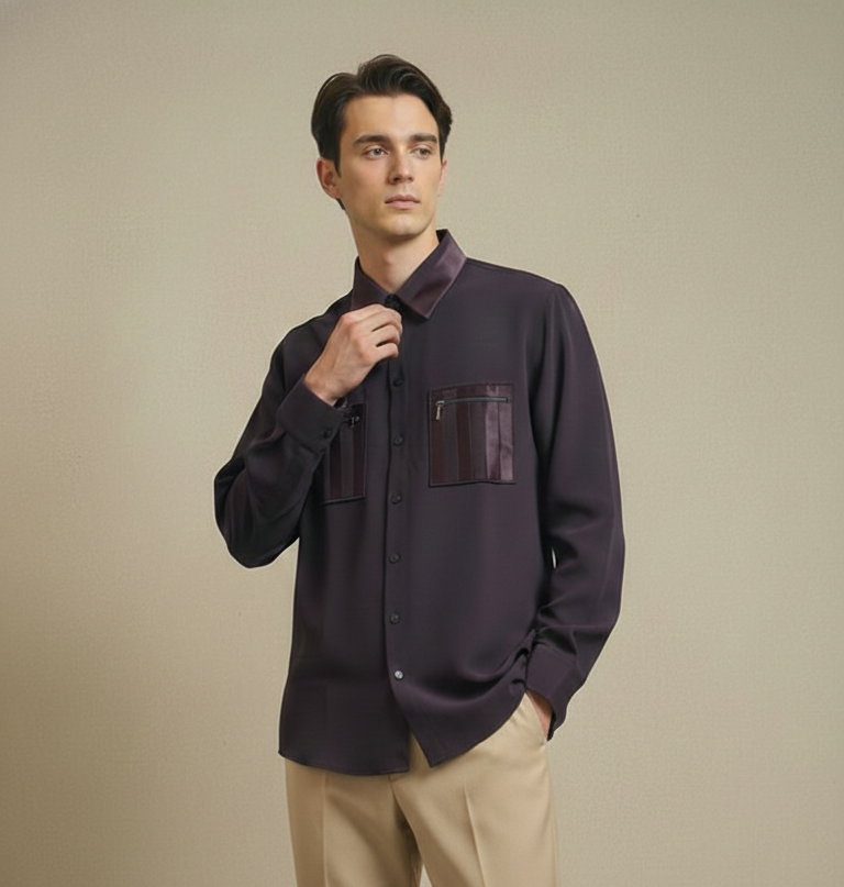 Plum Club-Wear Shirt for Men (Zip Pocket Detail) | Dresswala NX