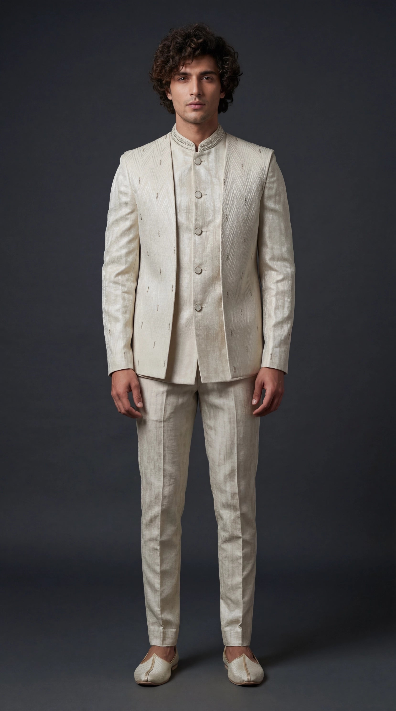 Ivory Bandhgala Suit for Men | Dresswala NX