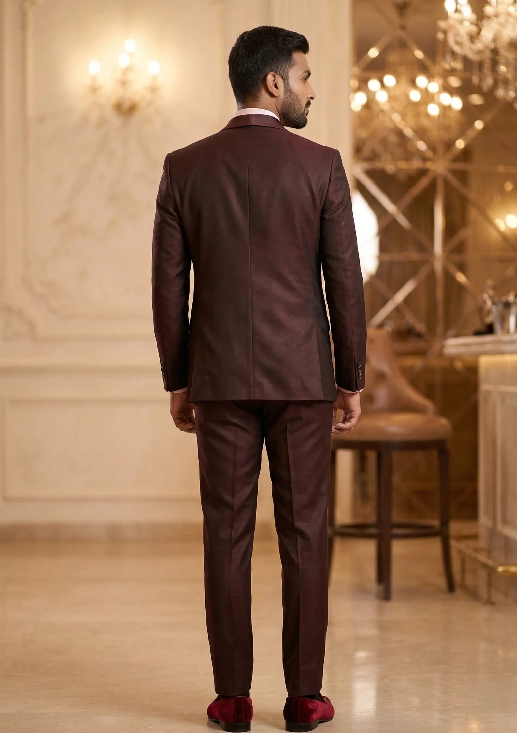 Five Piece Tuxedo (Burgundy Wine) by DressWalaNX