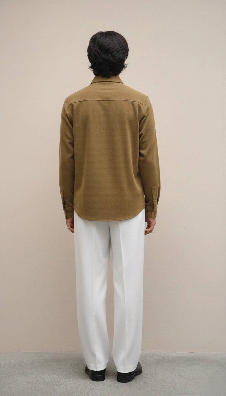 Olive Club-Wear Shirt with Multicolor Textured Floral Appliqué | Dresswala NX