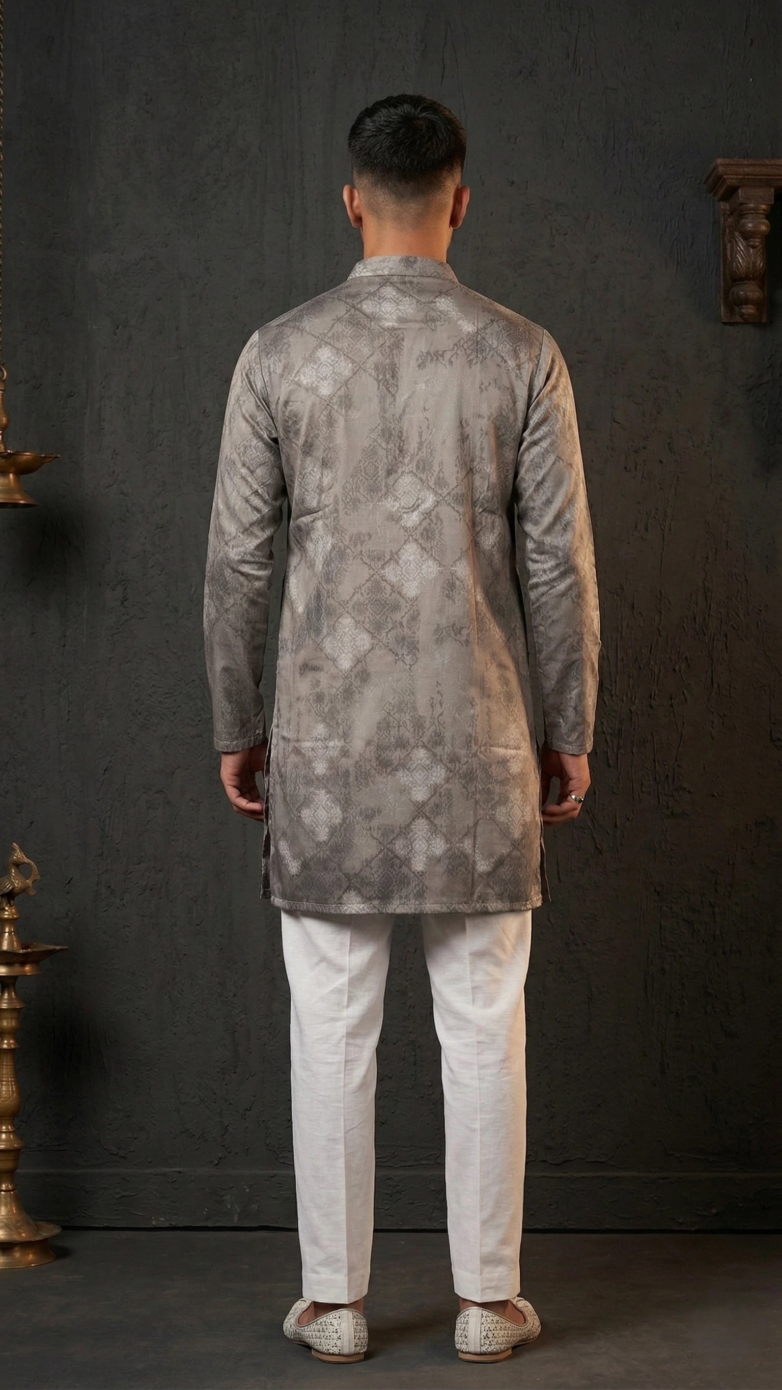 Grey Jacquard Kurta for Men| Dresswala NX