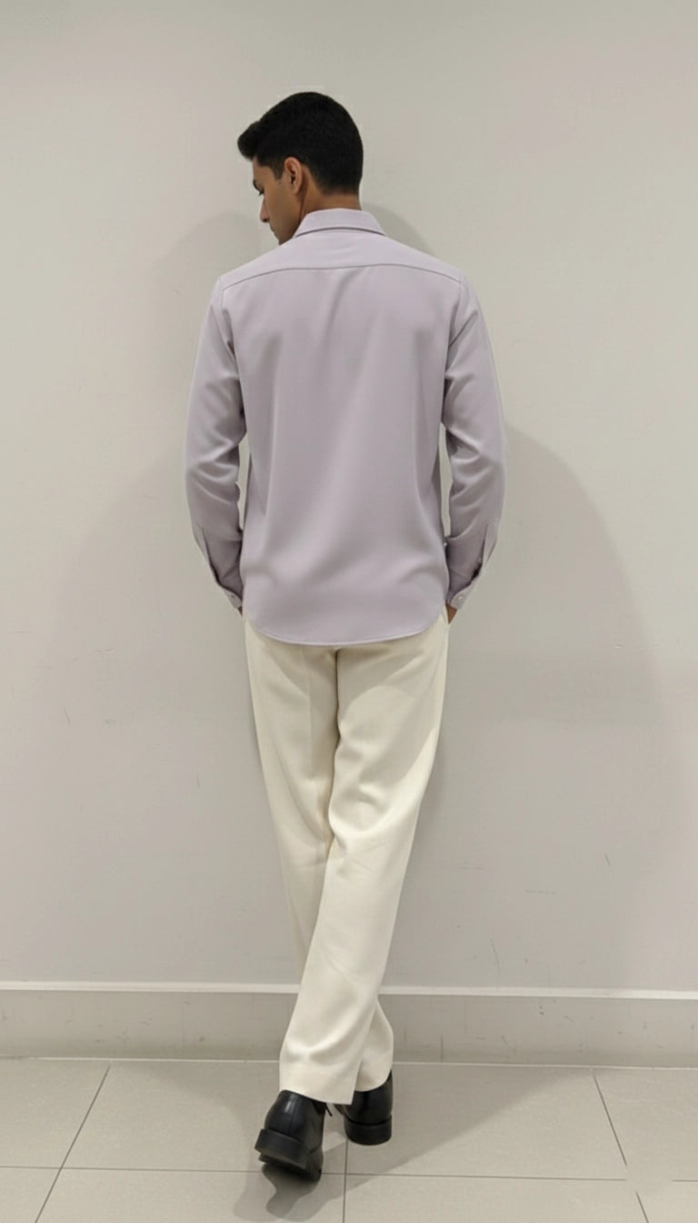 Lilac Club-Wear Shirt for Men with White Geometric Sequin Panel | Dresswala NX