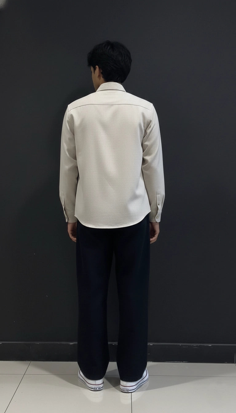 Beige Club-Wear Shirt for Men (Embroidered Patch Detail) | Dresswala NX