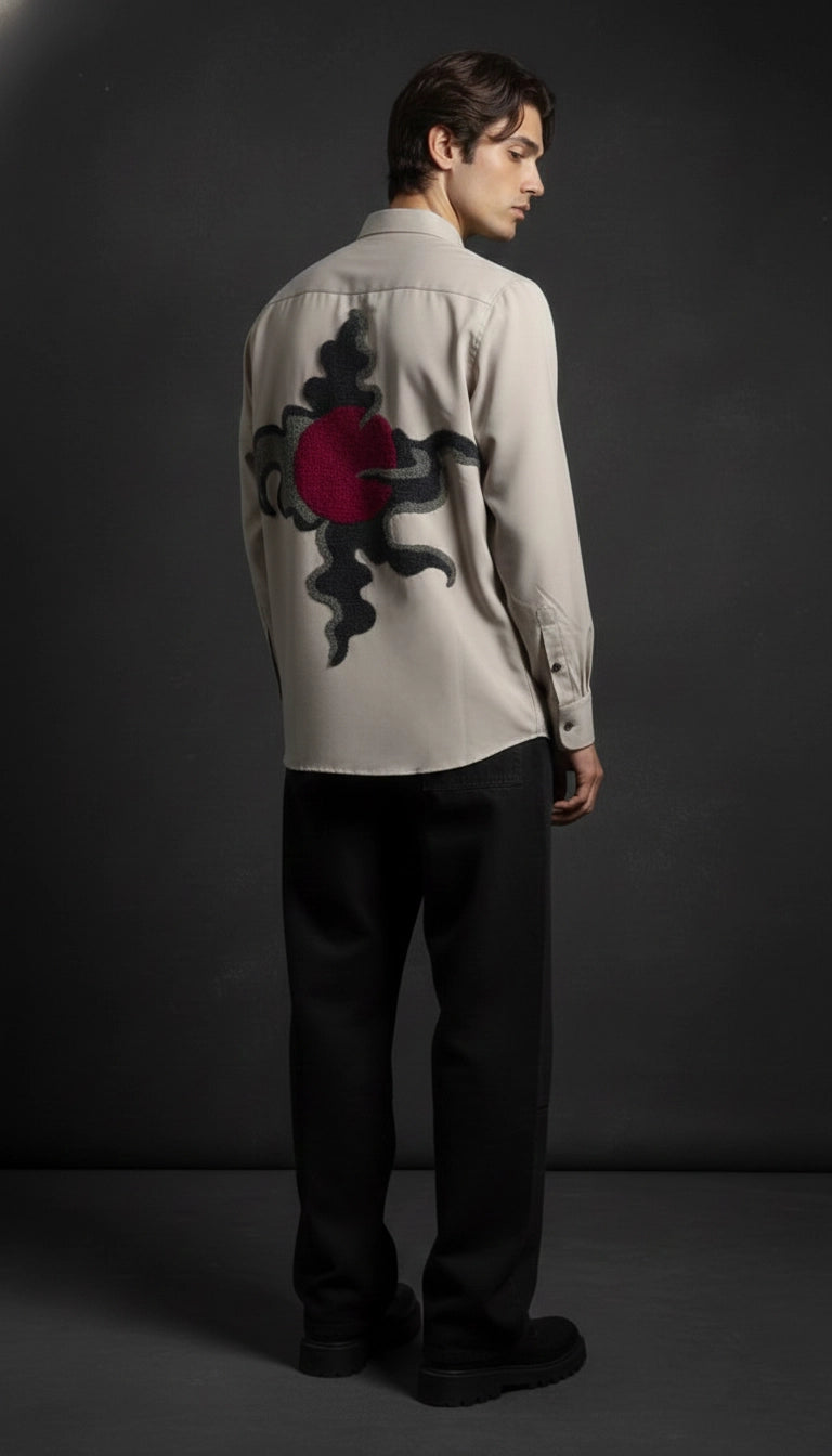 Grey Club-Wear Shirt for Men (Bold Abstract Print) | Dresswala NX