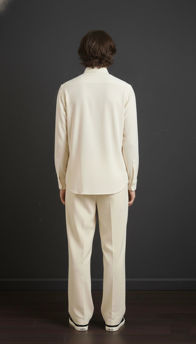 Cream Club-Wear Shirt for Men (Embroidered Motif) | Dresswala NX