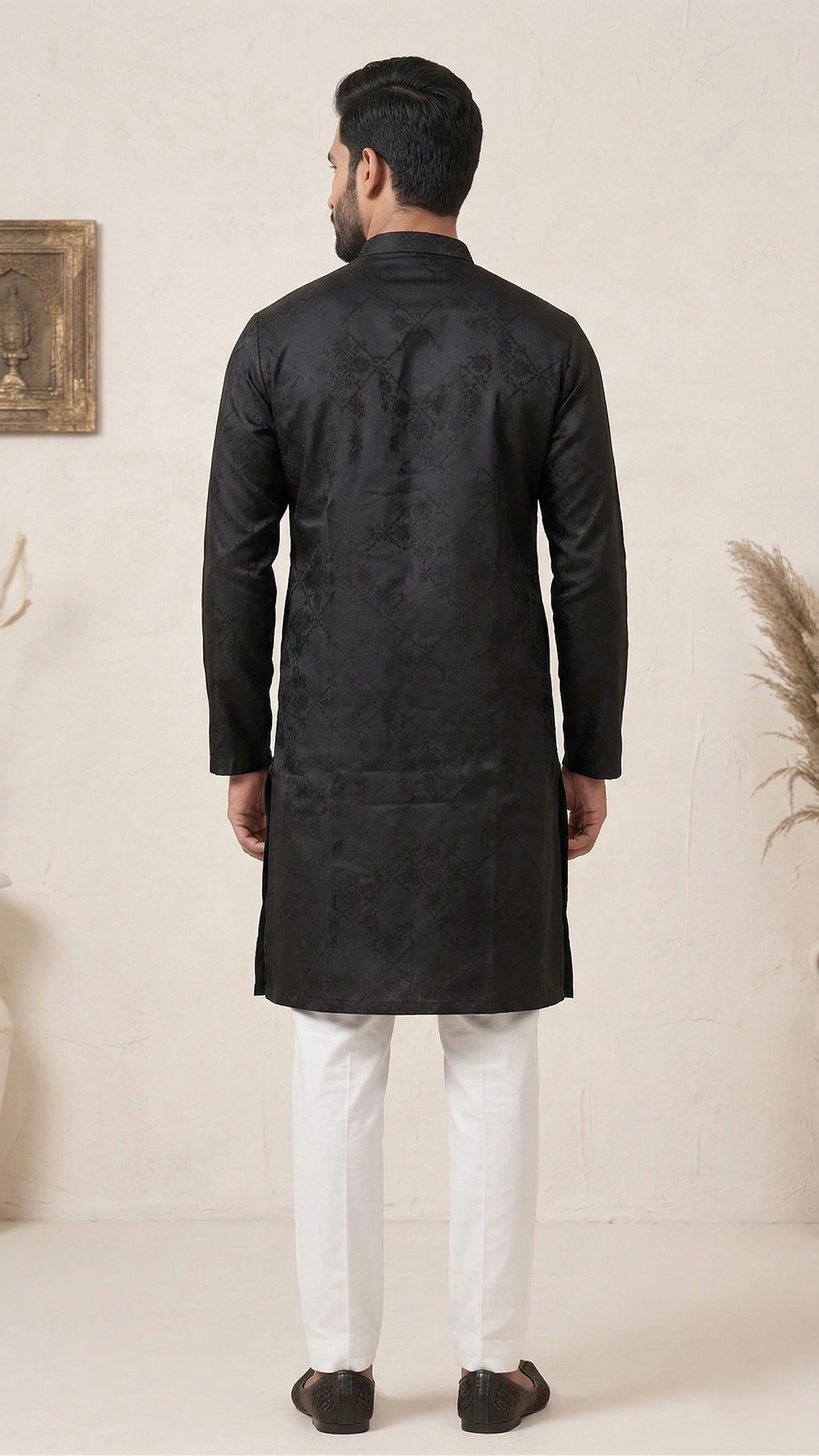 Black Jacquard Kurta for Men | Dresswala NX