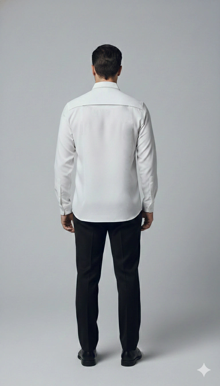 White Club-Wear Shirt for Men (Utility Pocket Detail) | Dresswala NX