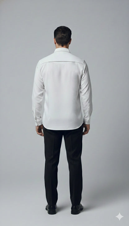 White Club-Wear Shirt for Men (Utility Pocket Detail) | Dresswala NX