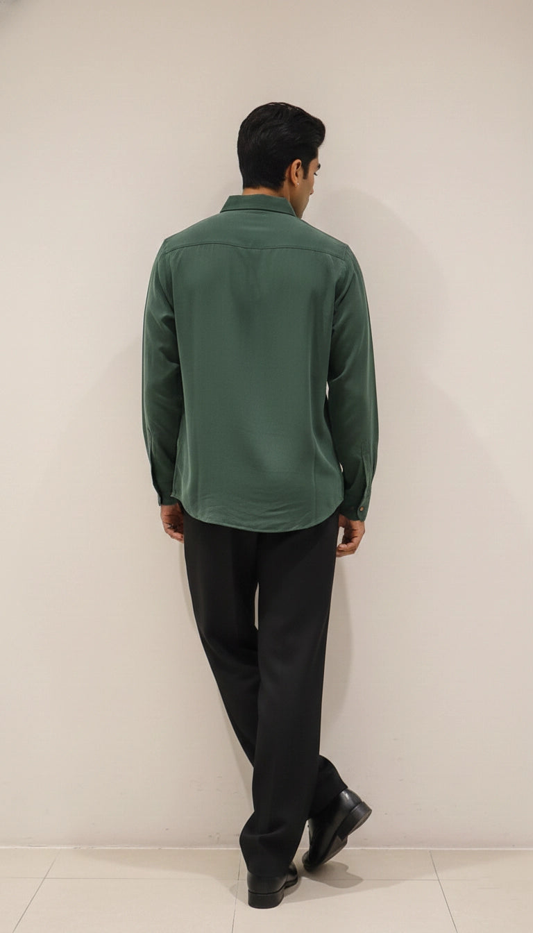 Forest Green Club-Wear Shirt with Abstract Textured Tufted Design | Dresswala NX