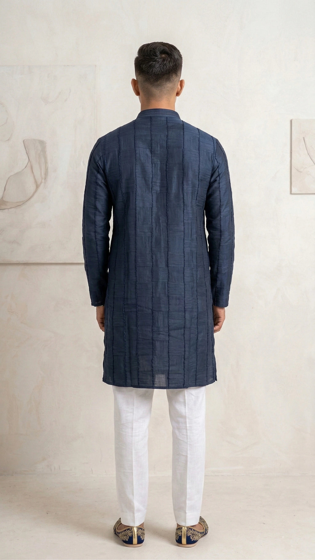 Navy Textured Kurta for Men | Dresswala NX