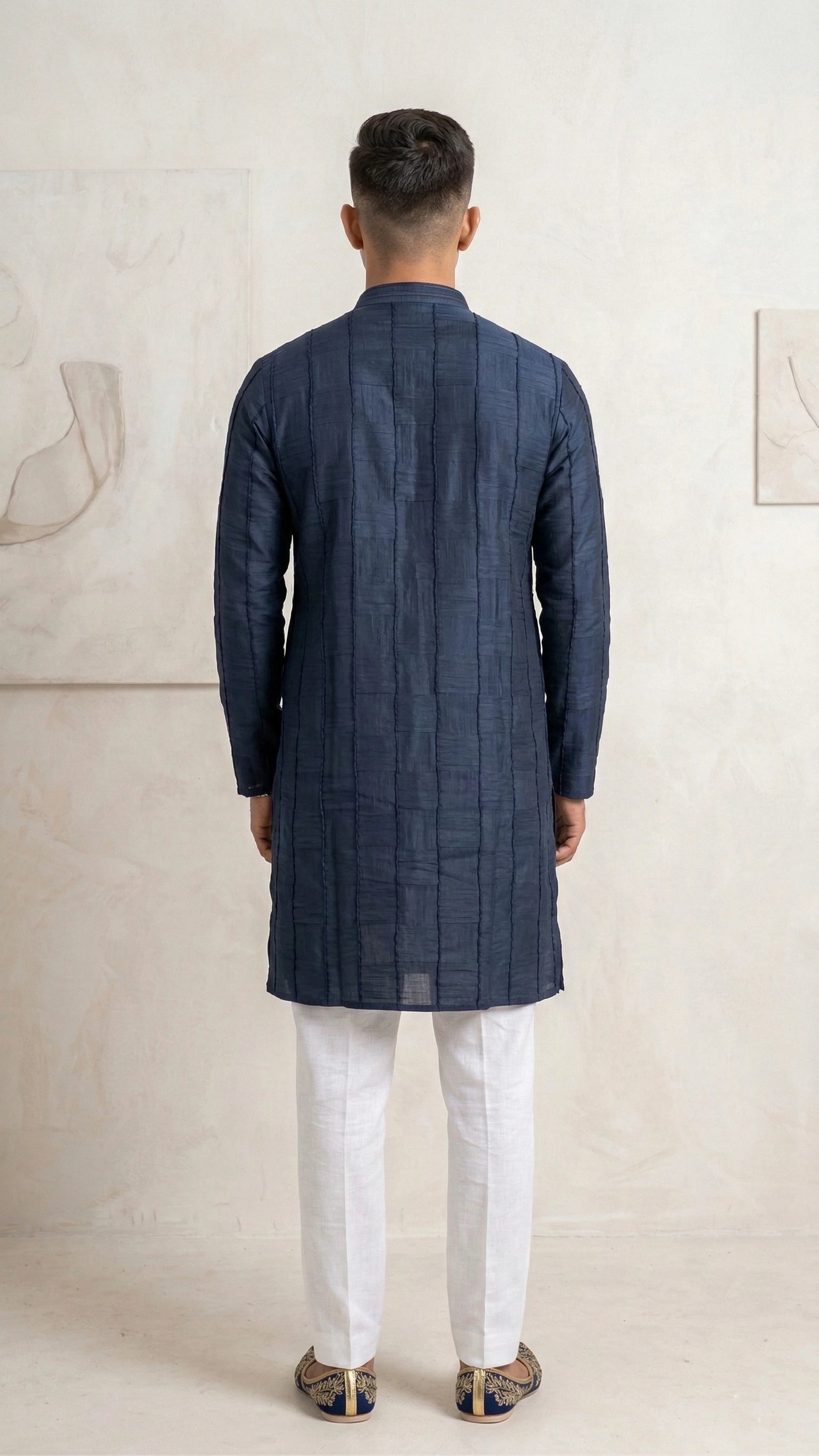 Navy Textured Kurta for Men | Dresswala NX