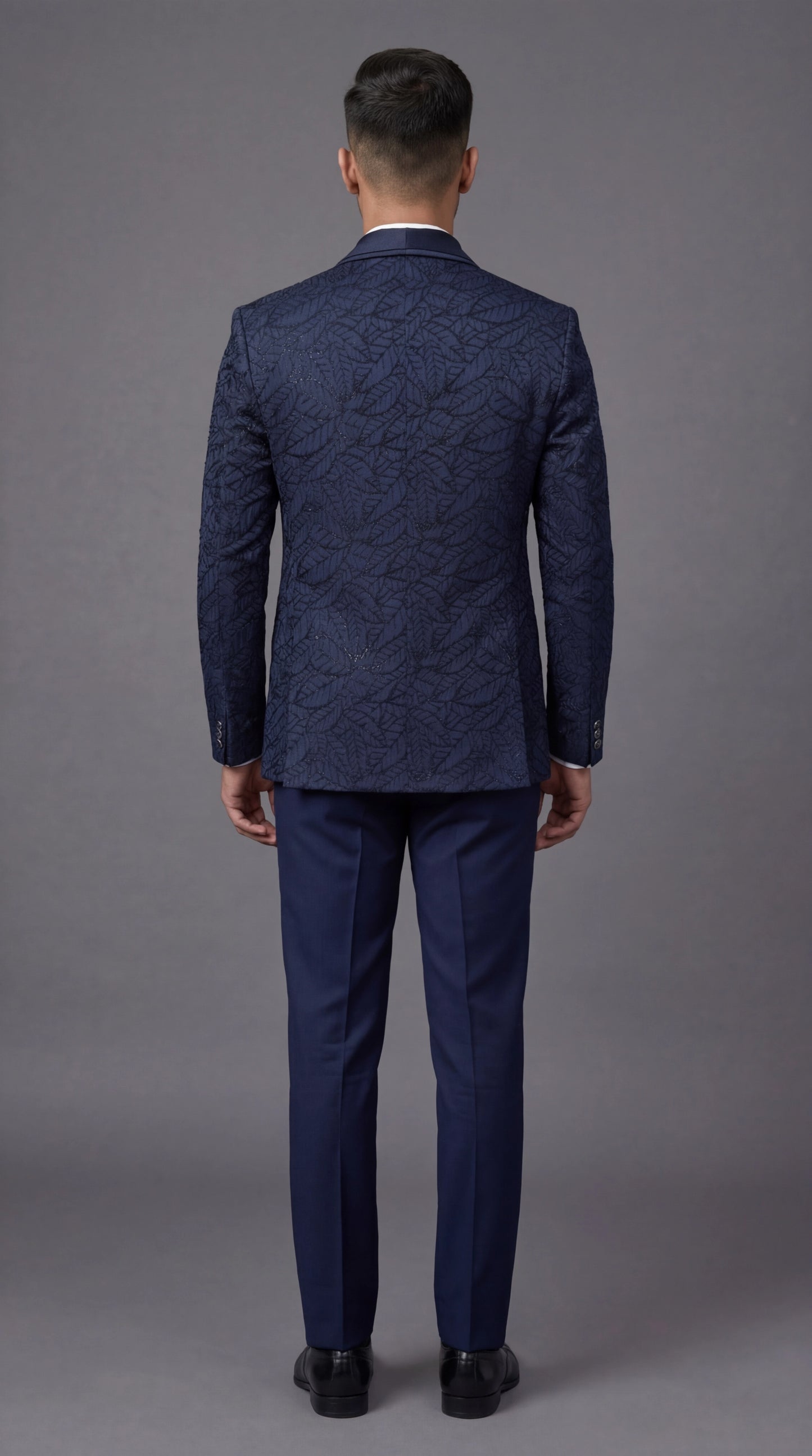 Navy Blue Textured Suit for Men | Dresswala NX