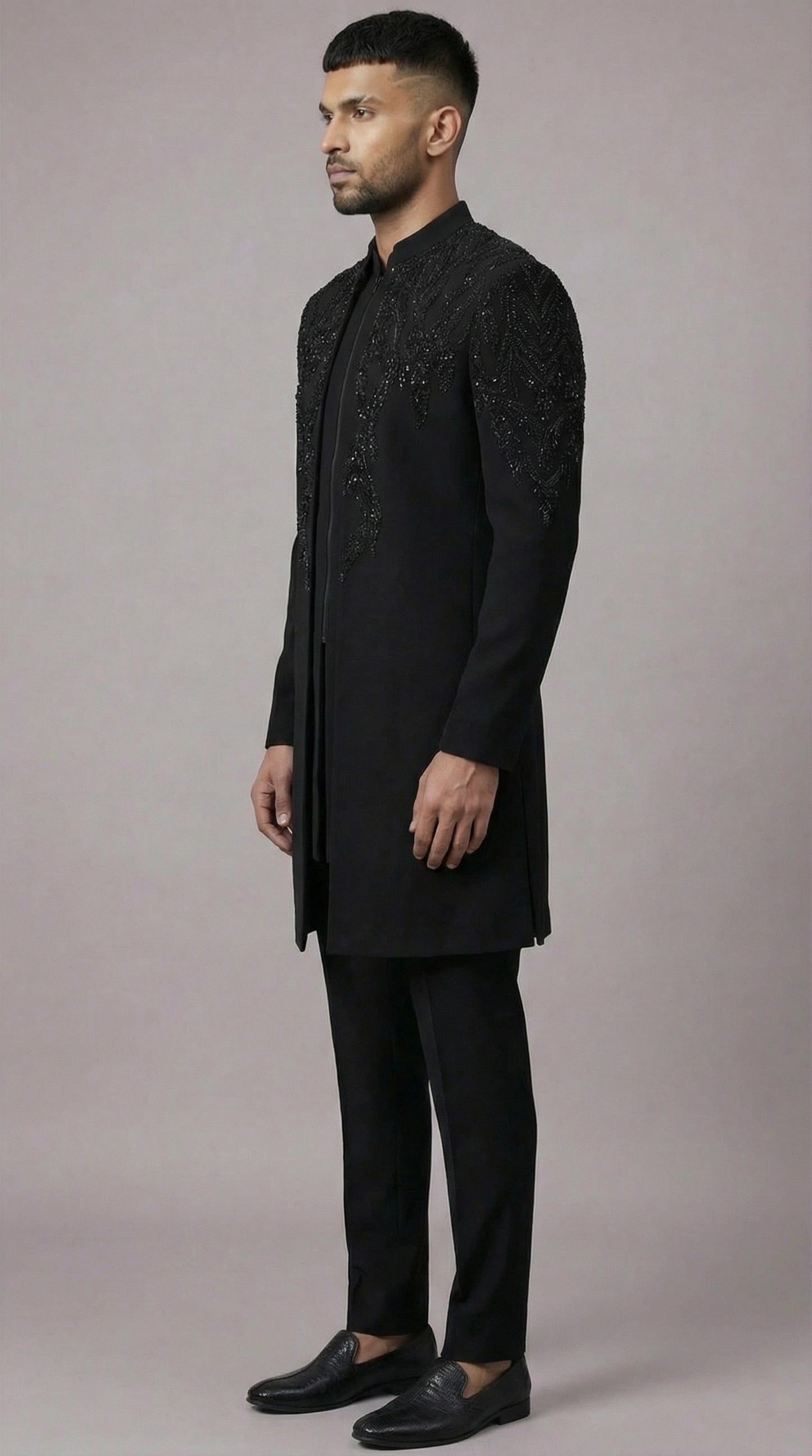 Eclipse Black Indo-Western Jacket Set