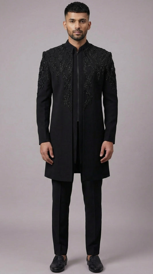 Eclipse Black Indo-Western Jacket Set