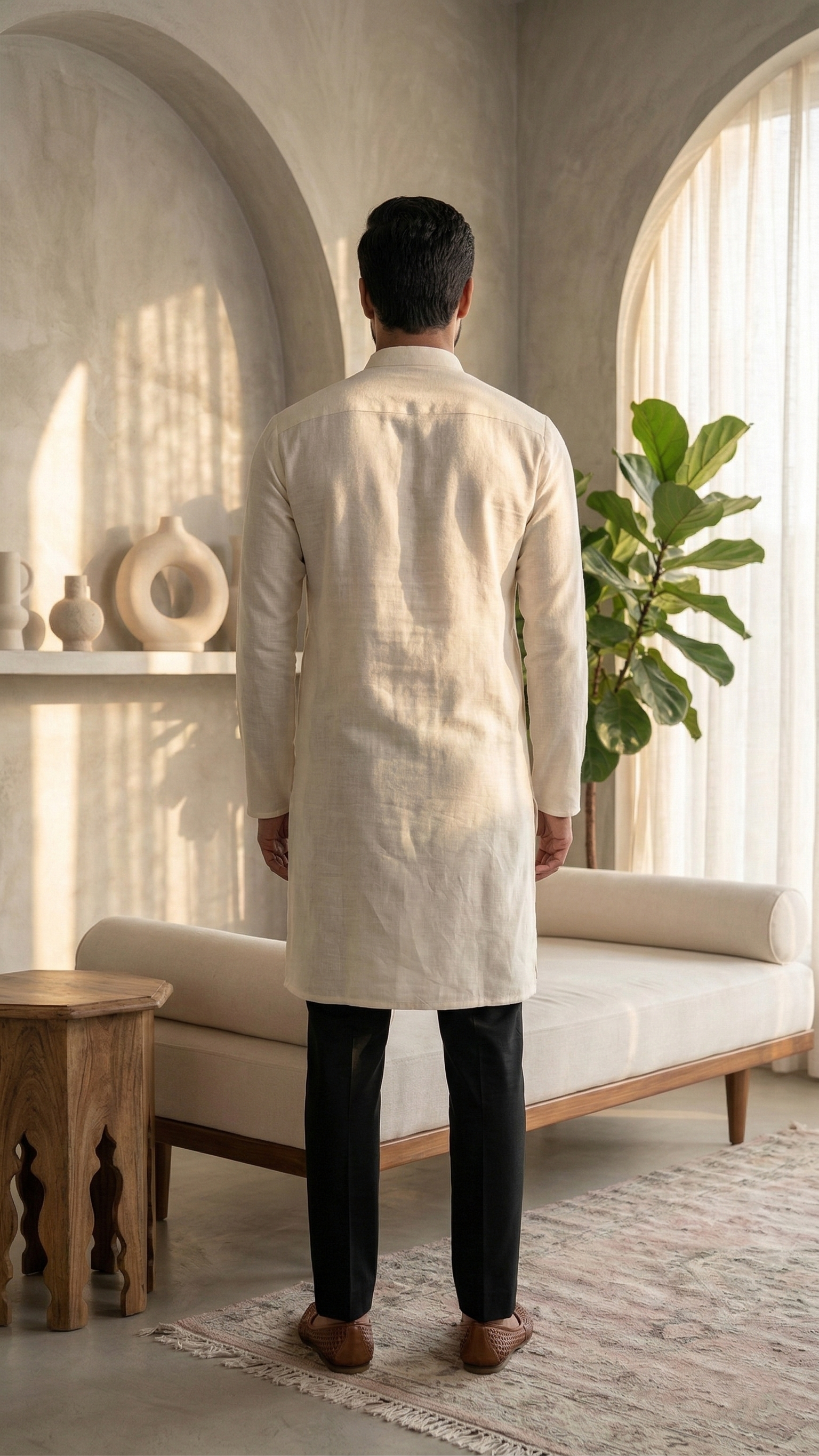 The Ivory Heritage Linen Kurta | Contemporary Ethnic Wear – Dresswala NX