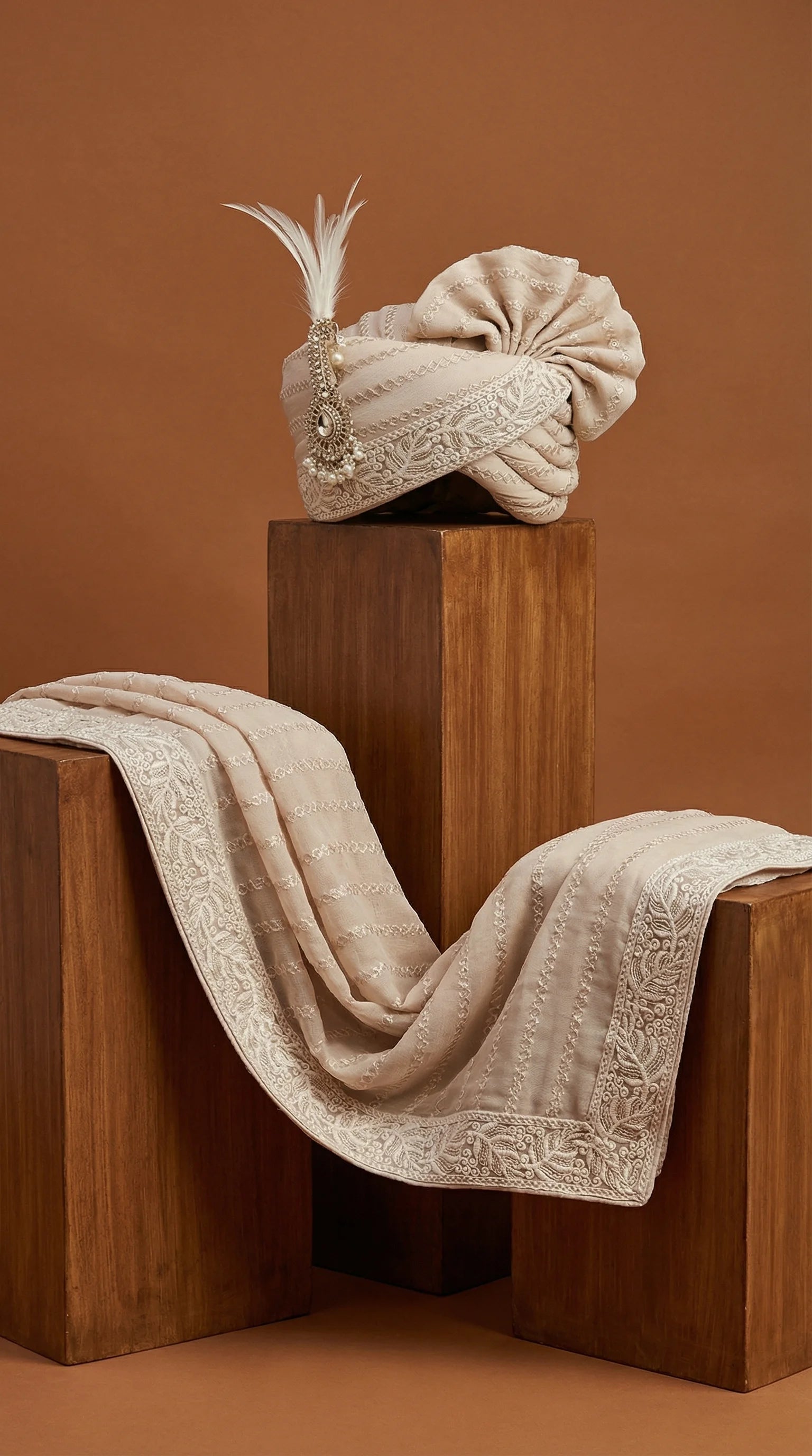 Heirloom Beige Groom Safa for Men | Royal Wedding Pagdi – Dresswala NX