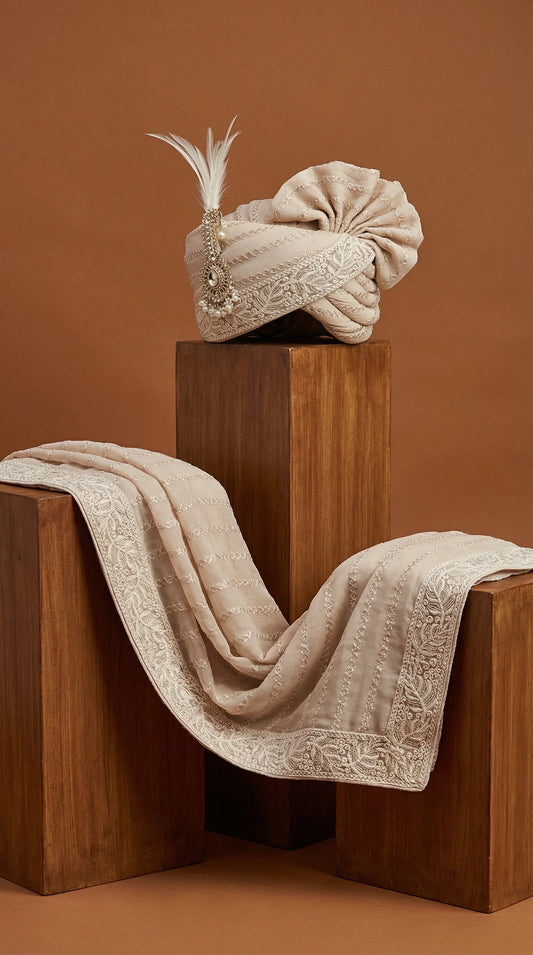 Heirloom Beige Groom Safa for Men | Royal Wedding Pagdi – Dresswala NX