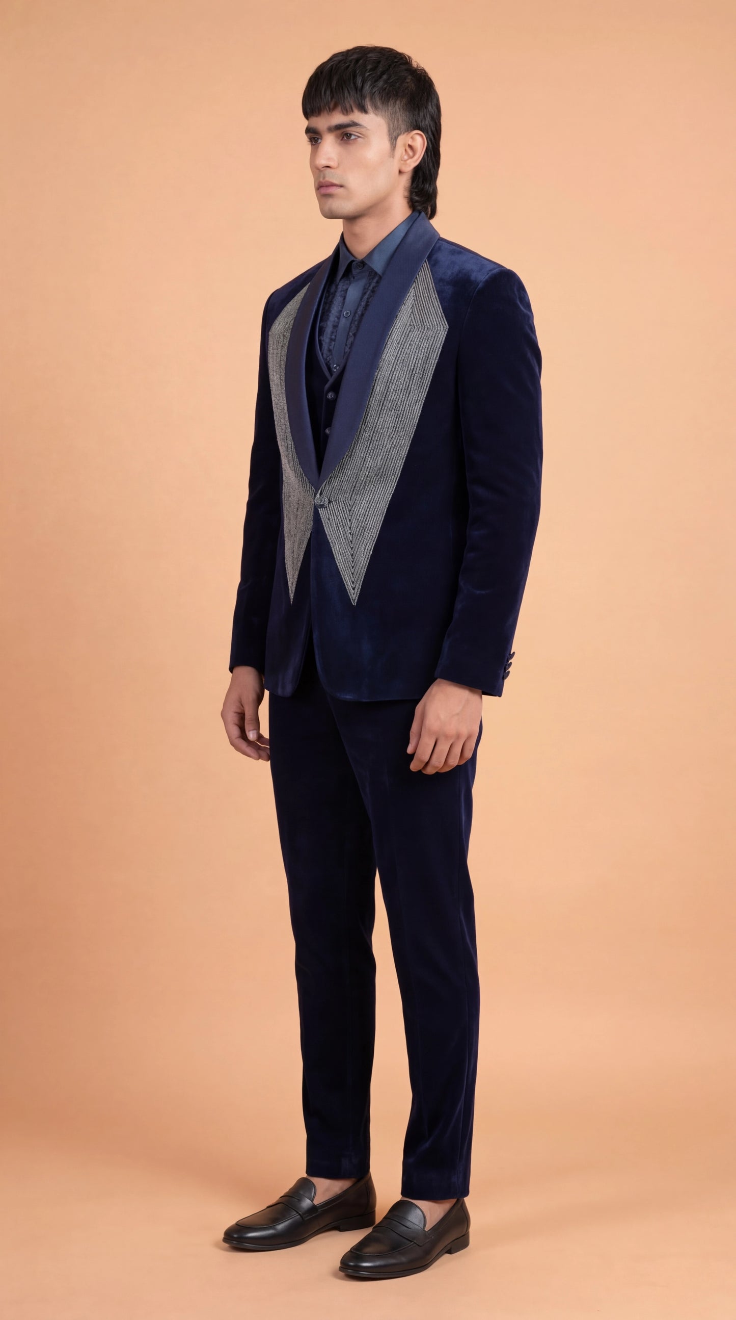 Midnight Navy Velvet Suit for Men | Dresswala NX