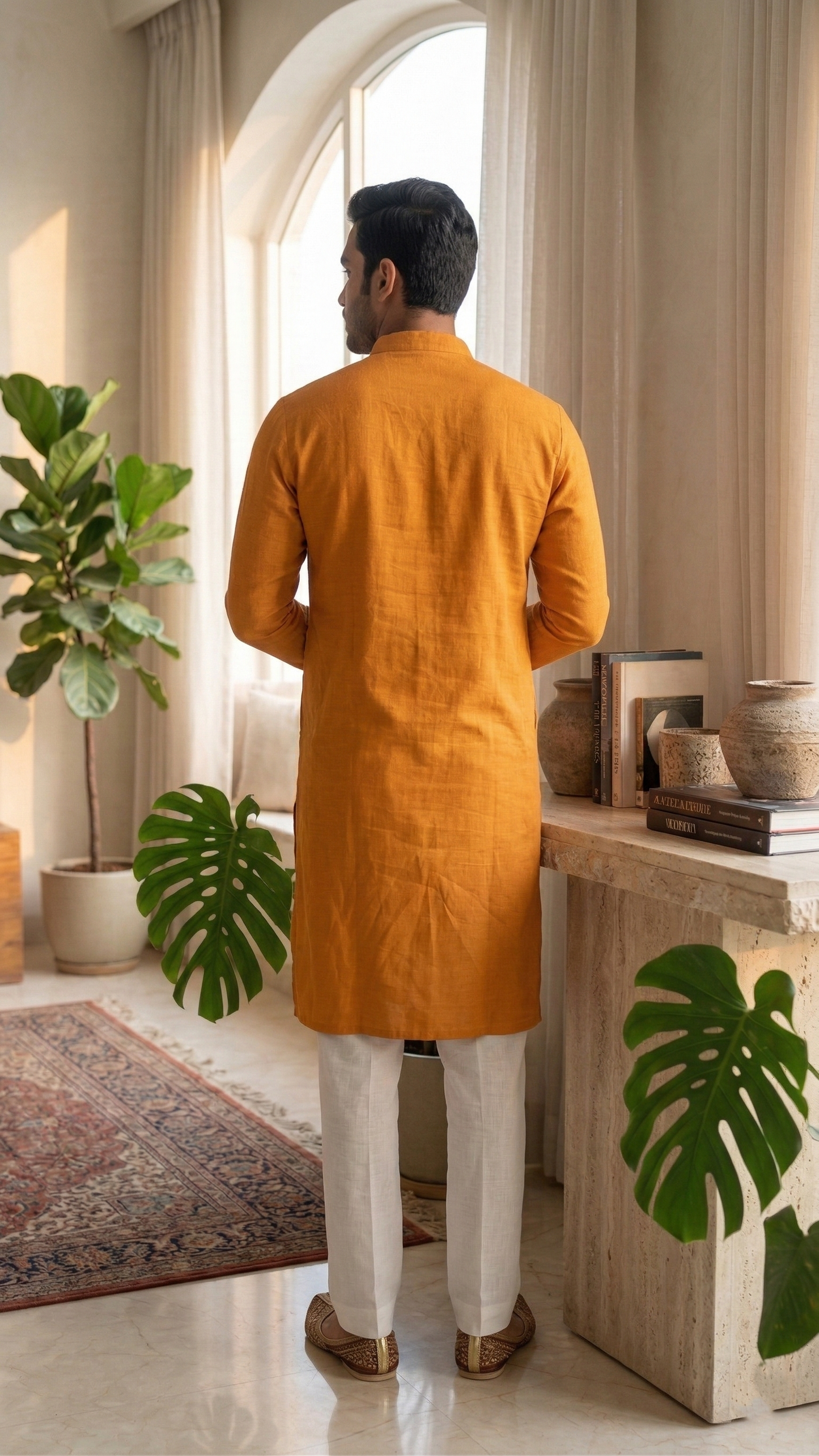 Mustard Yellow Linen Kurta
