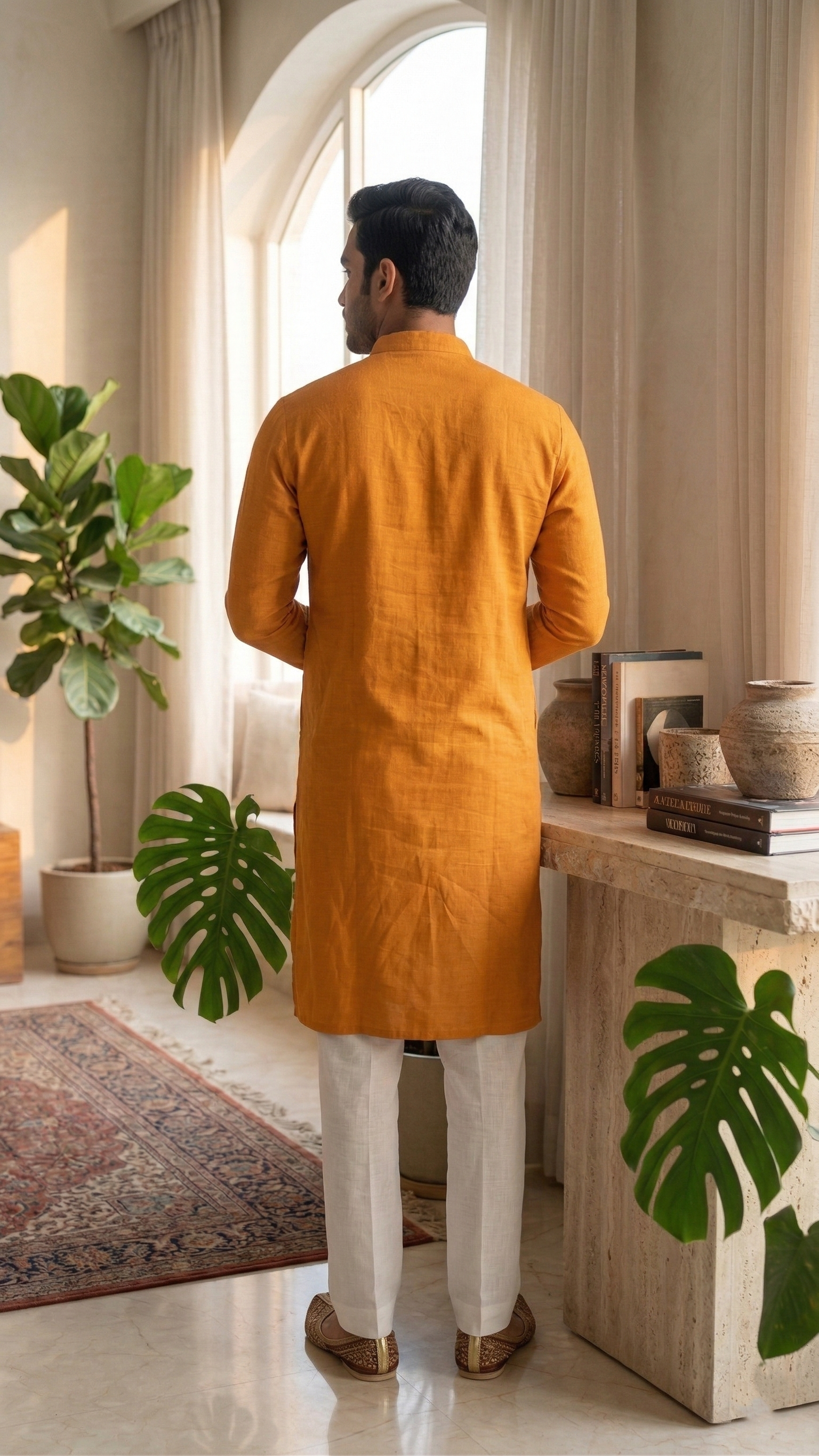 Mustard Yellow Linen Kurta