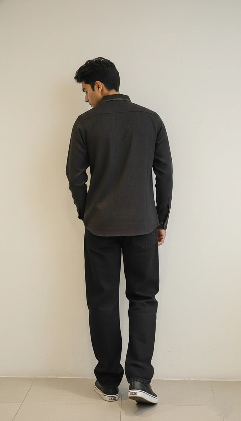 Club-Wear Shirt for Men (Contrast Stitch, Embroidered Patch) | Dresswala NX