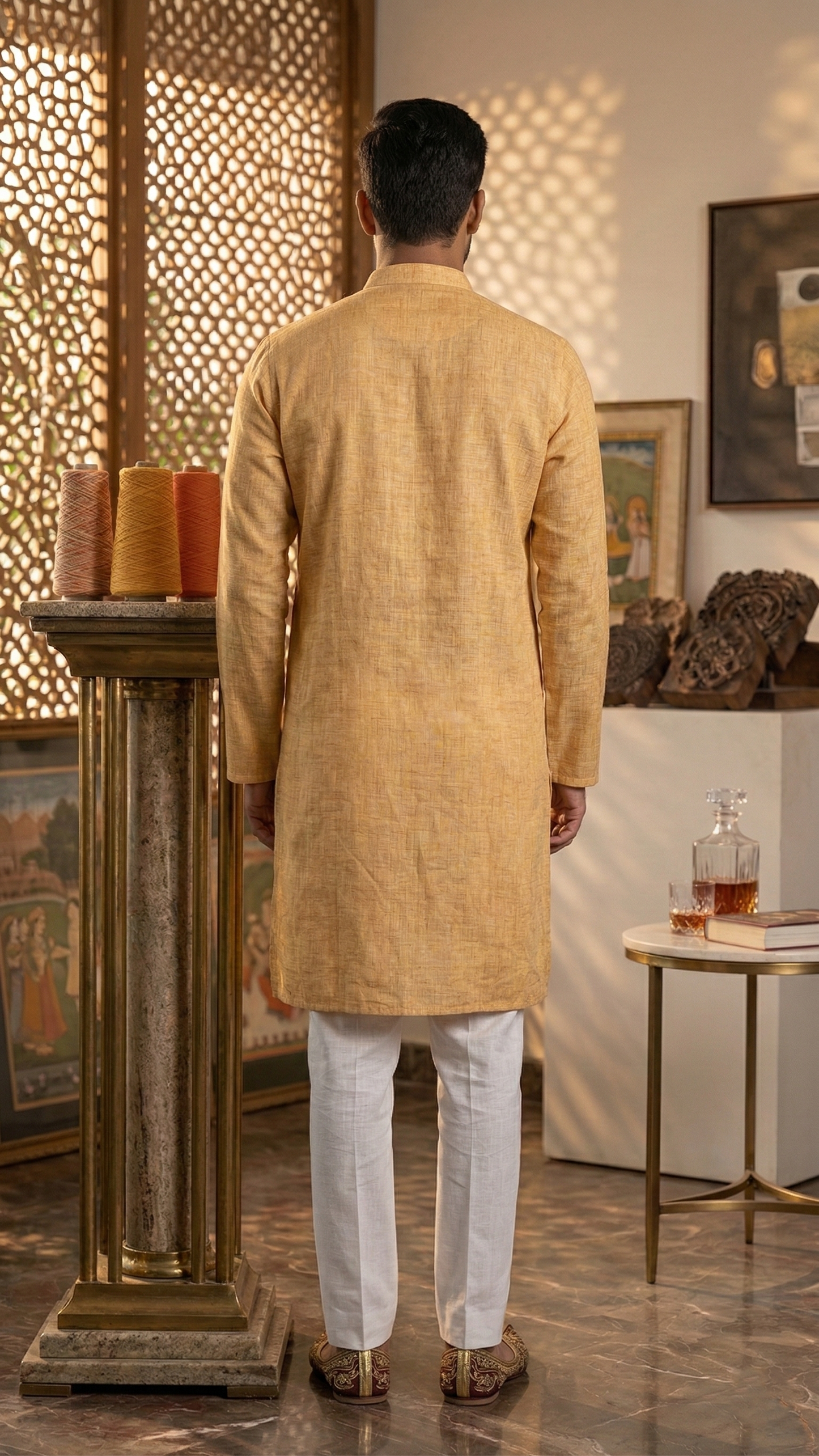 Light Orange Linen Kurta