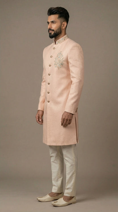 Peach Indo-Western Sherwani for Men | Wedding Wear – Dresswala NX