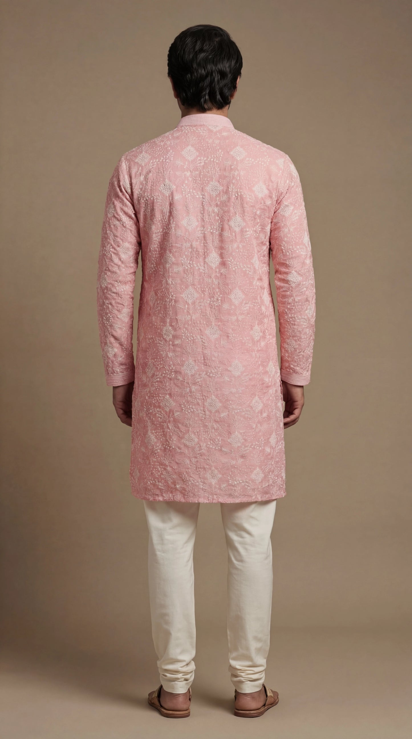 Men’s Blush Pink Jacquard Kurta | Elegant Festive Kurta – Dresswala NX