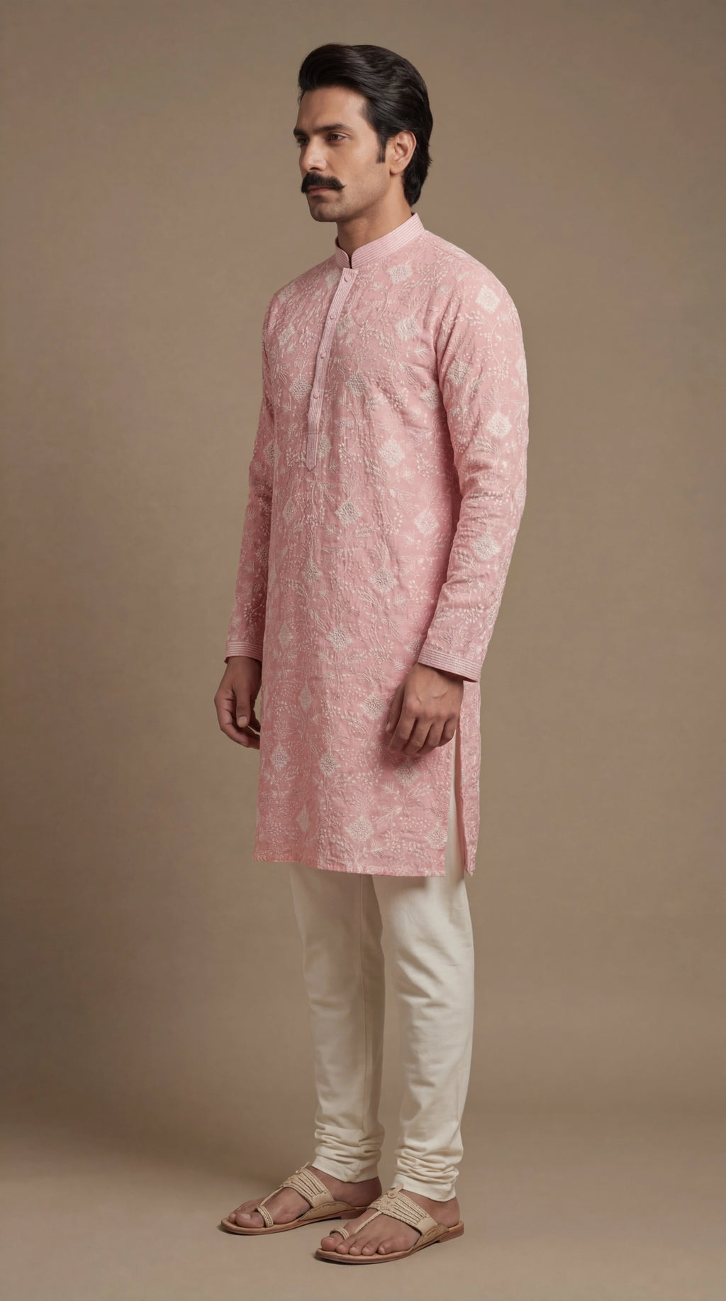 Men’s Blush Pink Jacquard Kurta | Elegant Festive Kurta – Dresswala NX