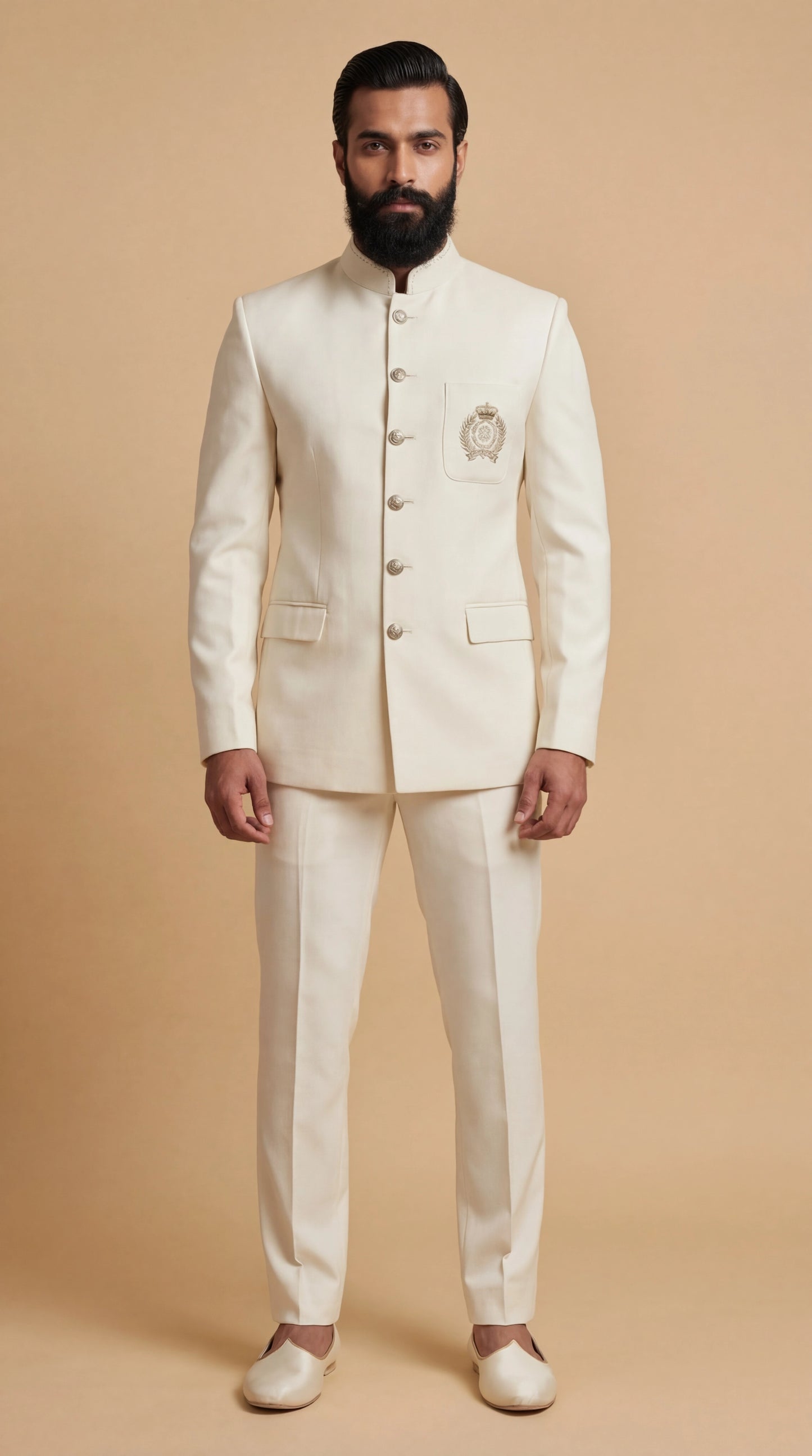 Ivory Bandhgala Suit for Men | Dresswala NX