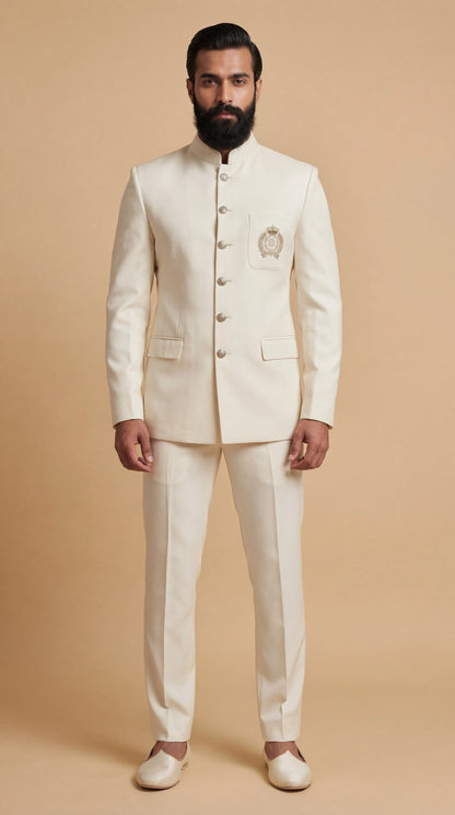 Ivory Bandhgala Suit for Men | Dresswala NX