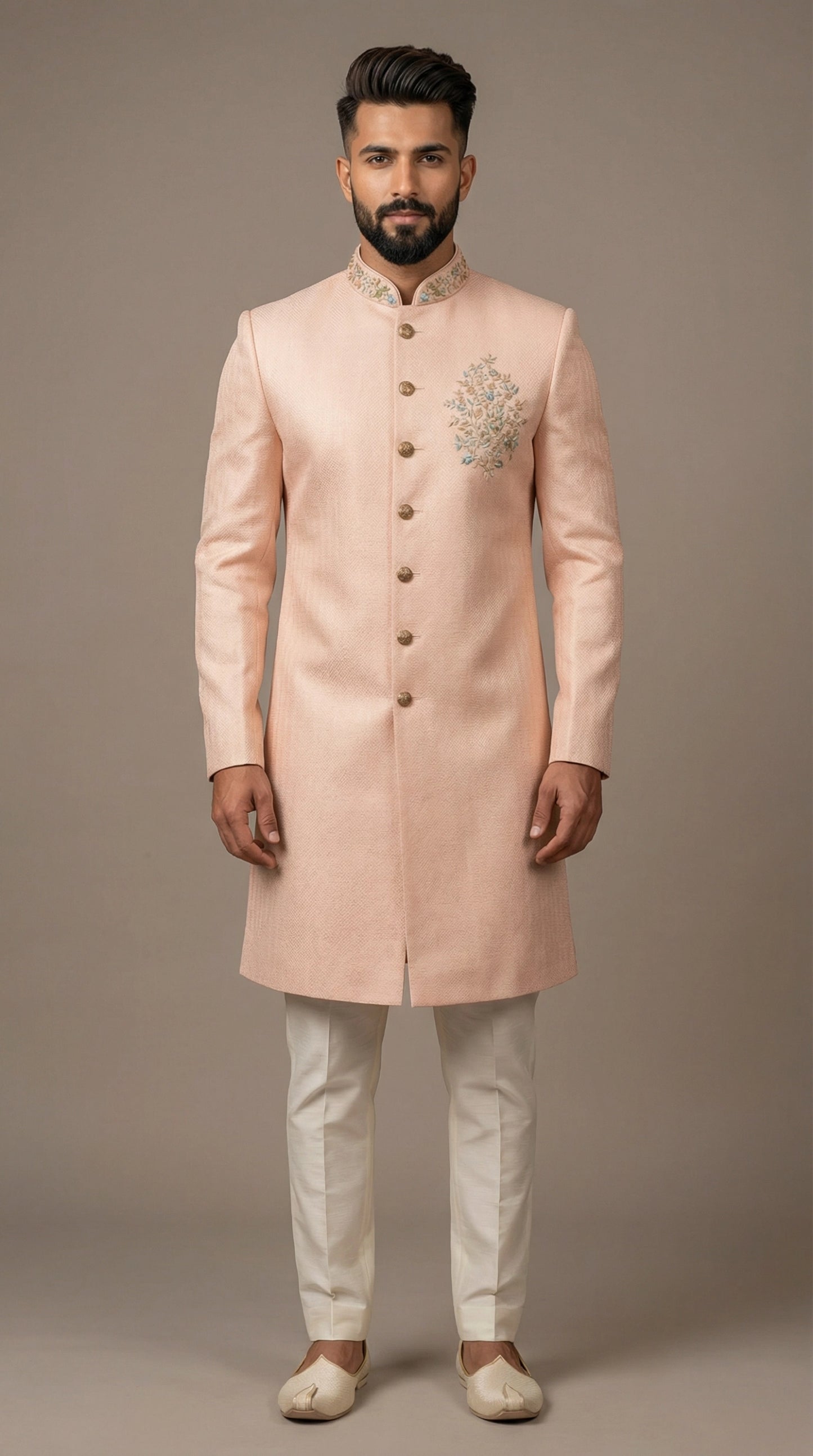 Peach Indo-Western Sherwani for Men | Wedding Wear – Dresswala NX