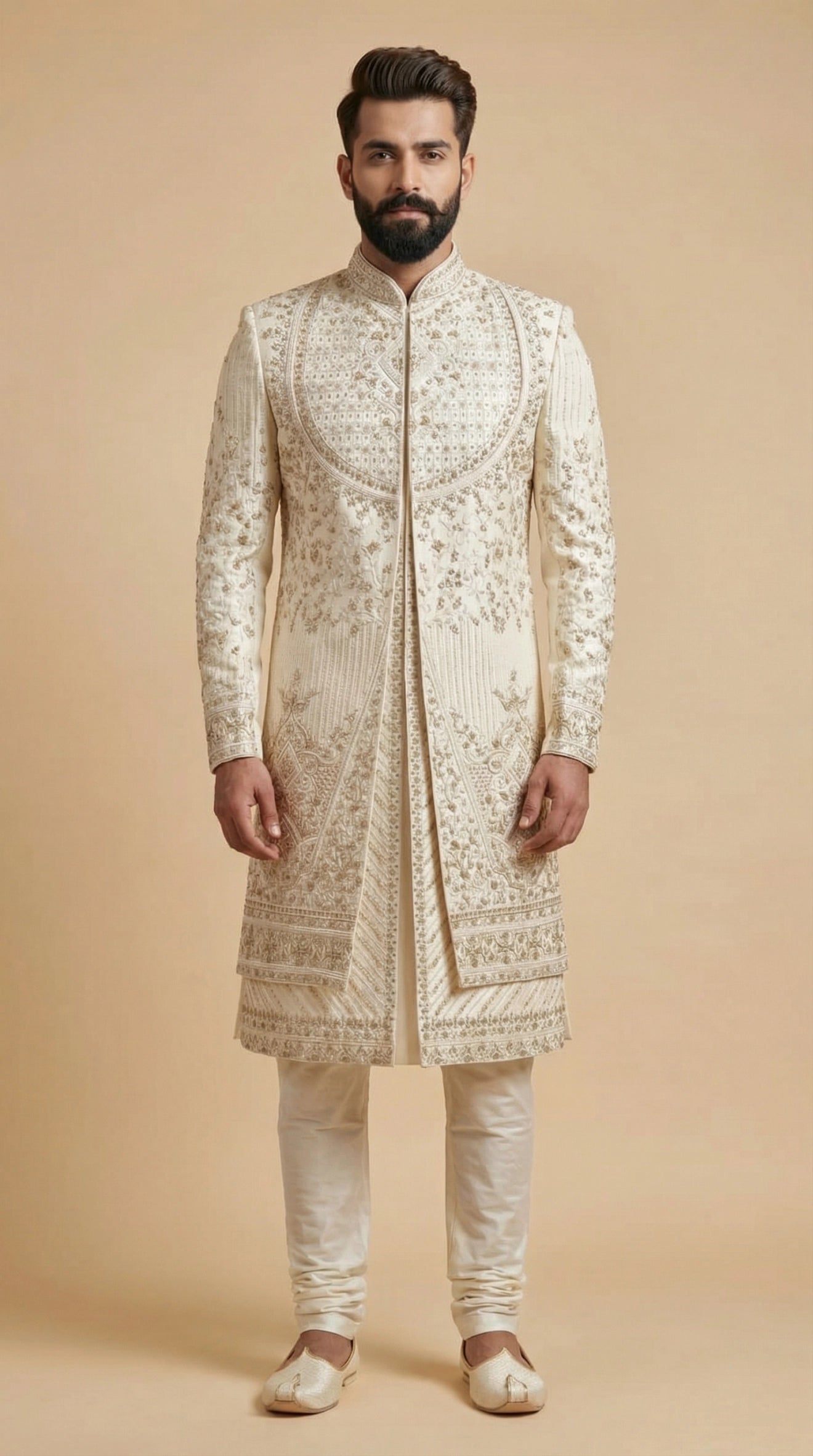 Ivory Heritage Embroidered Sherwani for Men | Dresswala NX
