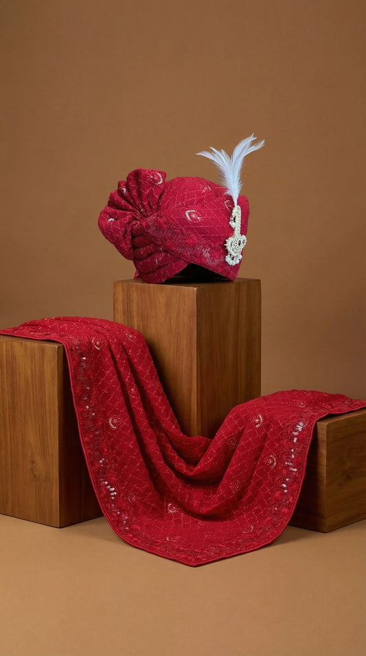 Royal Red Groom Safa for Men | Wedding Pagdi – Dresswala NX