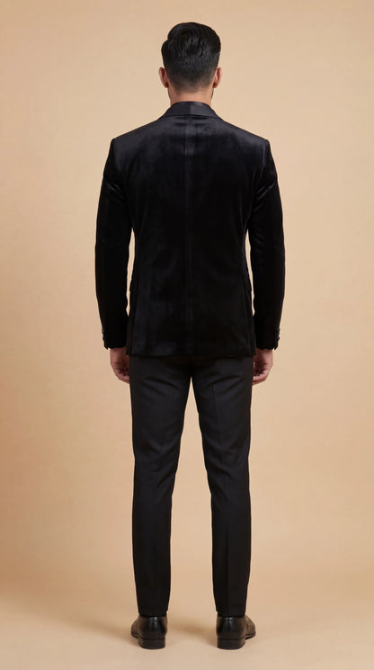 Black Velvet Embroidered Tuxedo Suit for Men | Dresswala NX