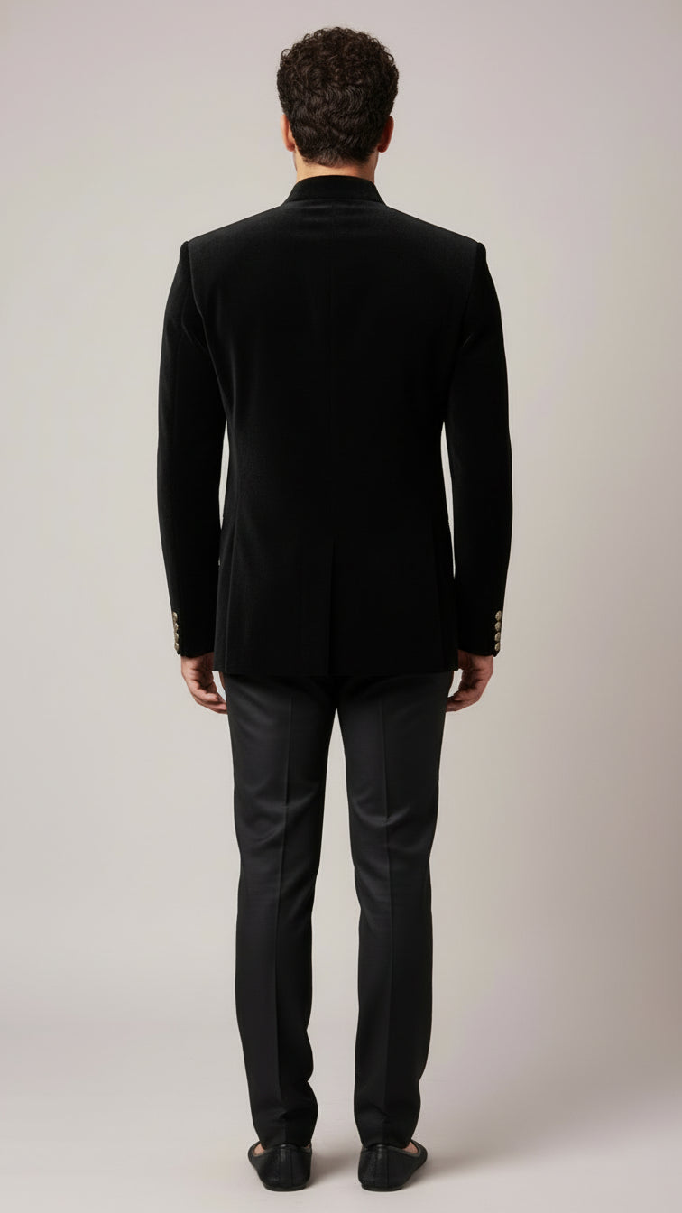 Black Embroidered Bandhgala Suit for Men | Dresswala NX