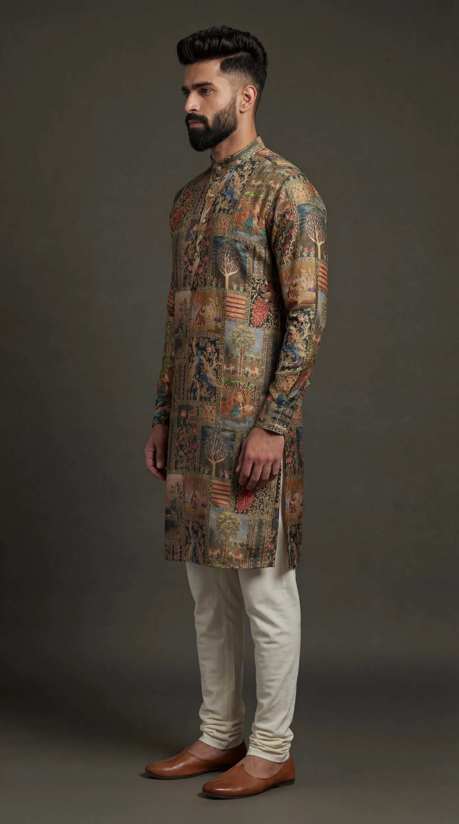 Men’s Heritage Patchwork Print Kurta | Statement Festive Wear – Dresswala NX
