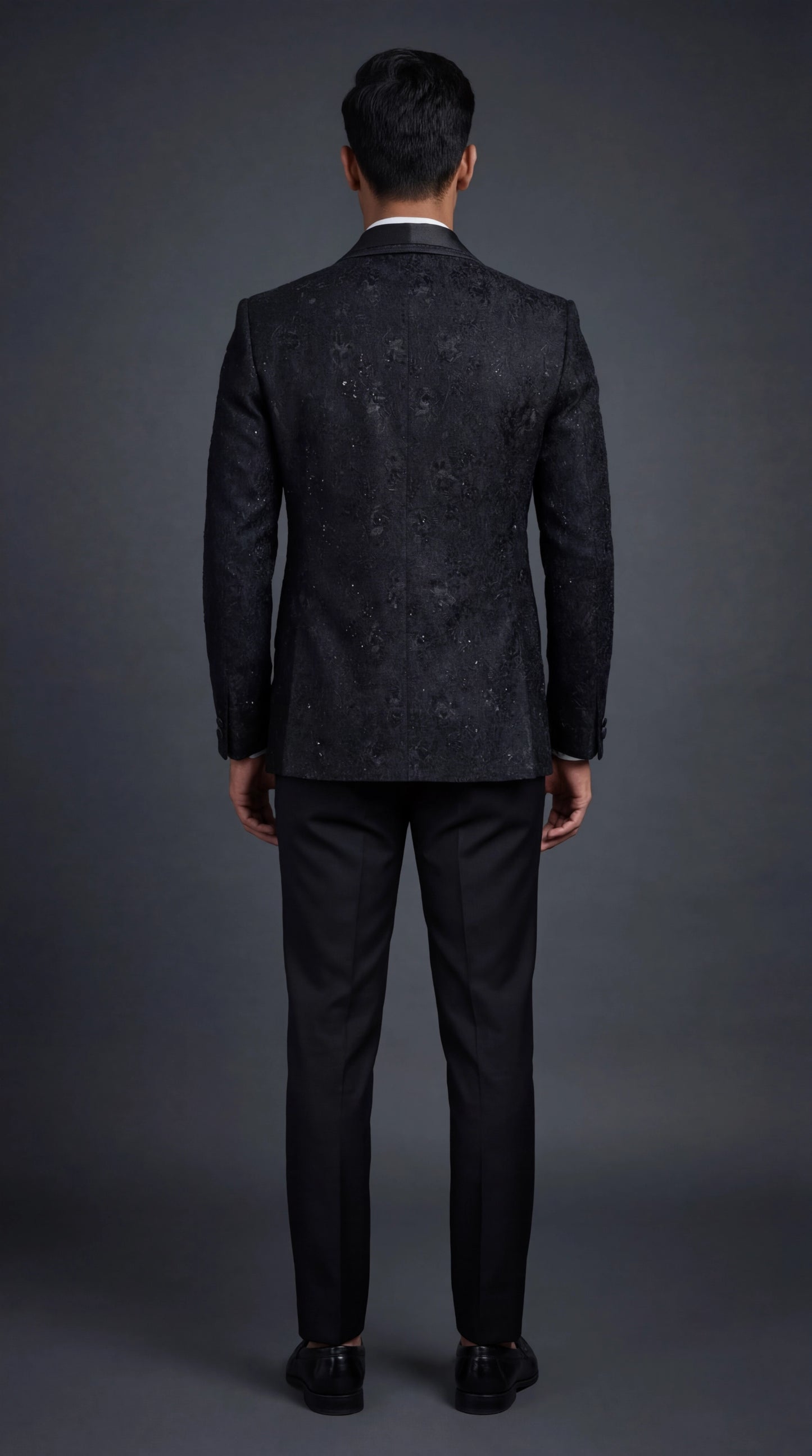 Men’s Black Textured Tuxedo Suit | Dresswala NX
