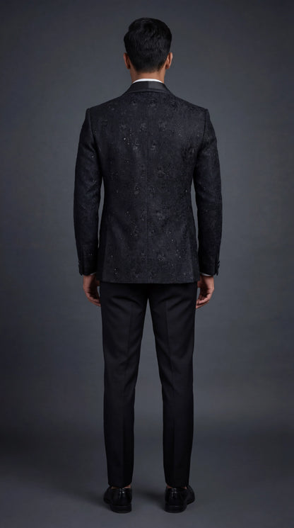 Men’s Black Textured Tuxedo Suit | Dresswala NX