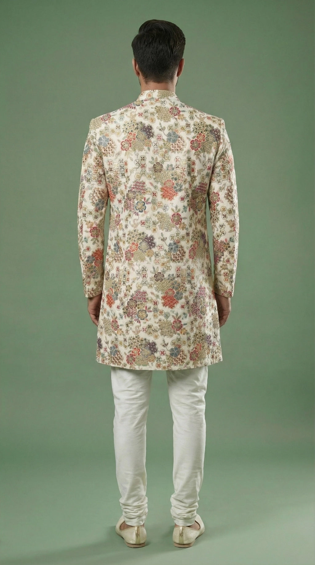 Ivory Floral Indo-Western Sherwani for Men | Dresswala NX