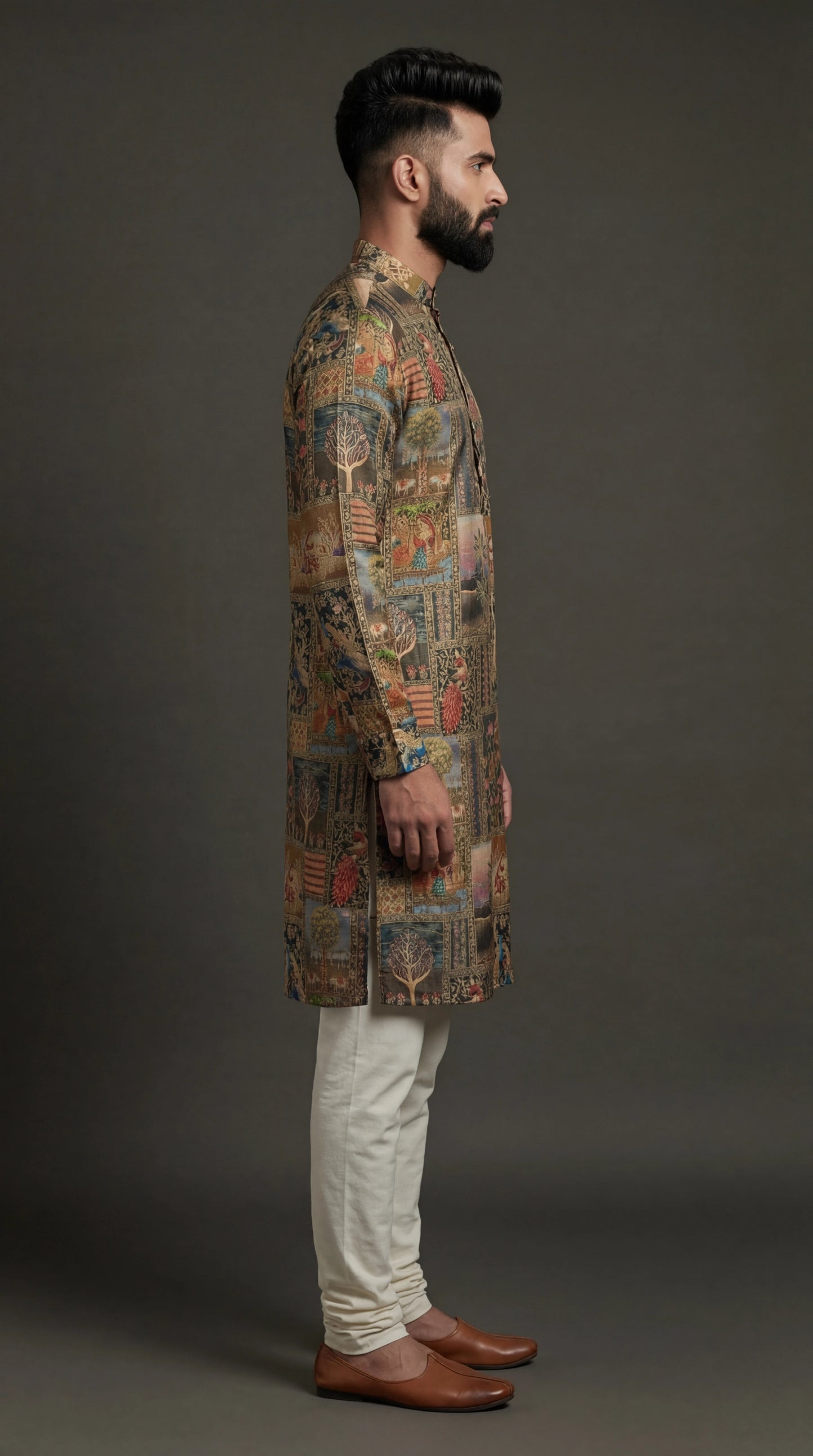 Men’s Heritage Patchwork Print Kurta | Statement Festive Wear – Dresswala NX