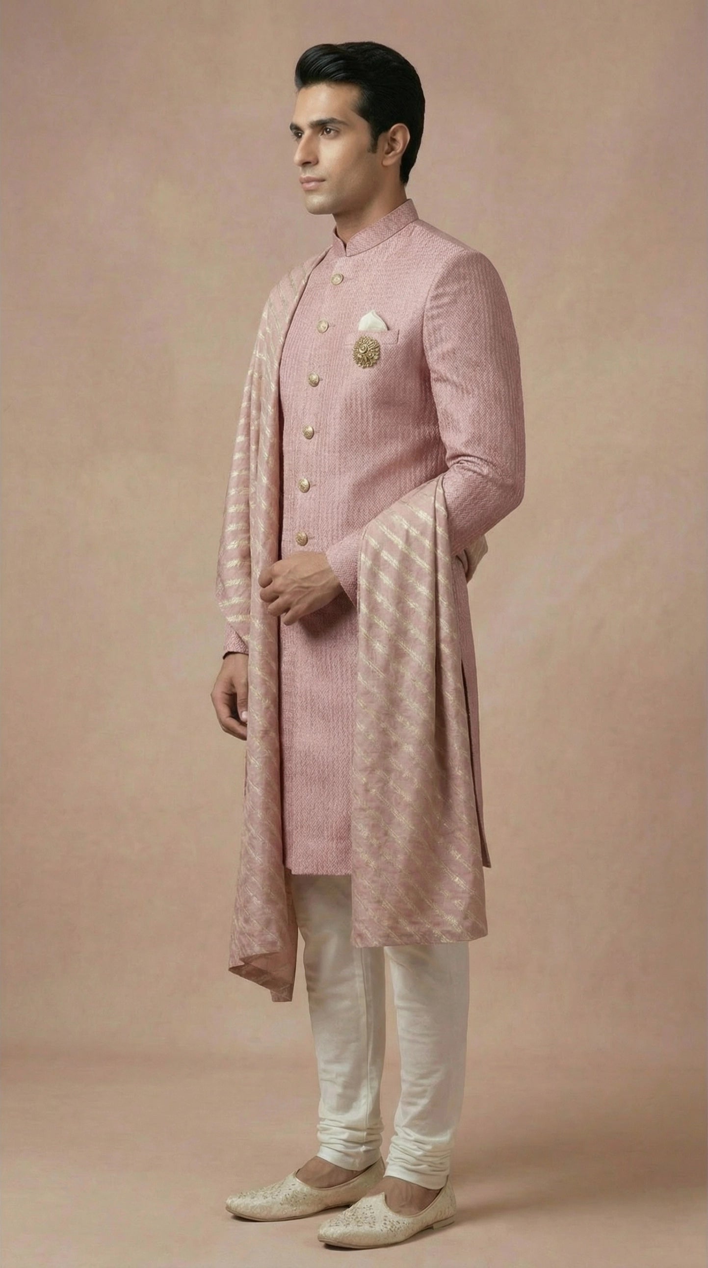 Blush Pink Indo-Western Sherwani for Men | Dresswala NX